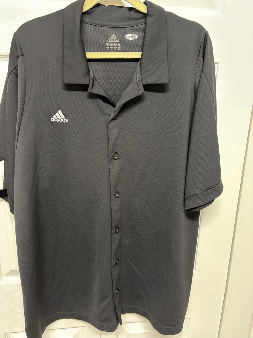 adidas Men's Black Button-Down Golf Polo Shirt